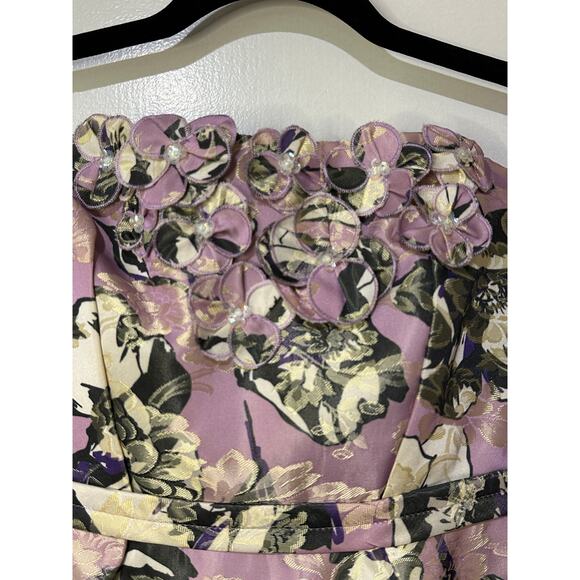 Vera Wang Lavender Label Strapless Floral Party Cocktail Dress Size 2 NWT - Picture 2 of 13